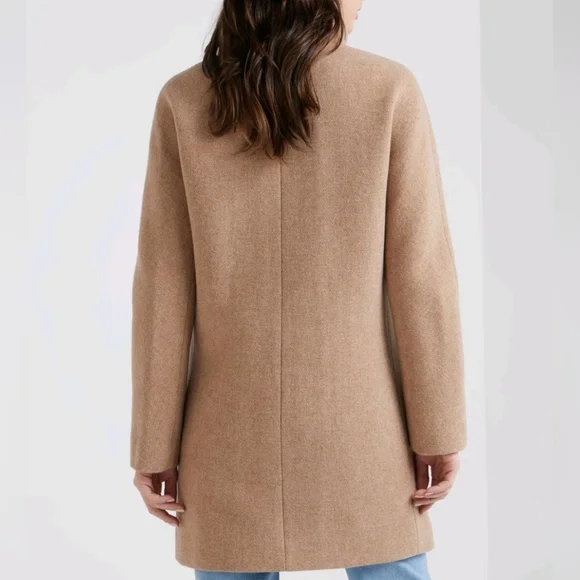 J.Crew Cocoon Coat Italian Stadium-Cloth Wool SANDSTONE - BEIGE Sz 2 (Stains) - Picture 3 of 16